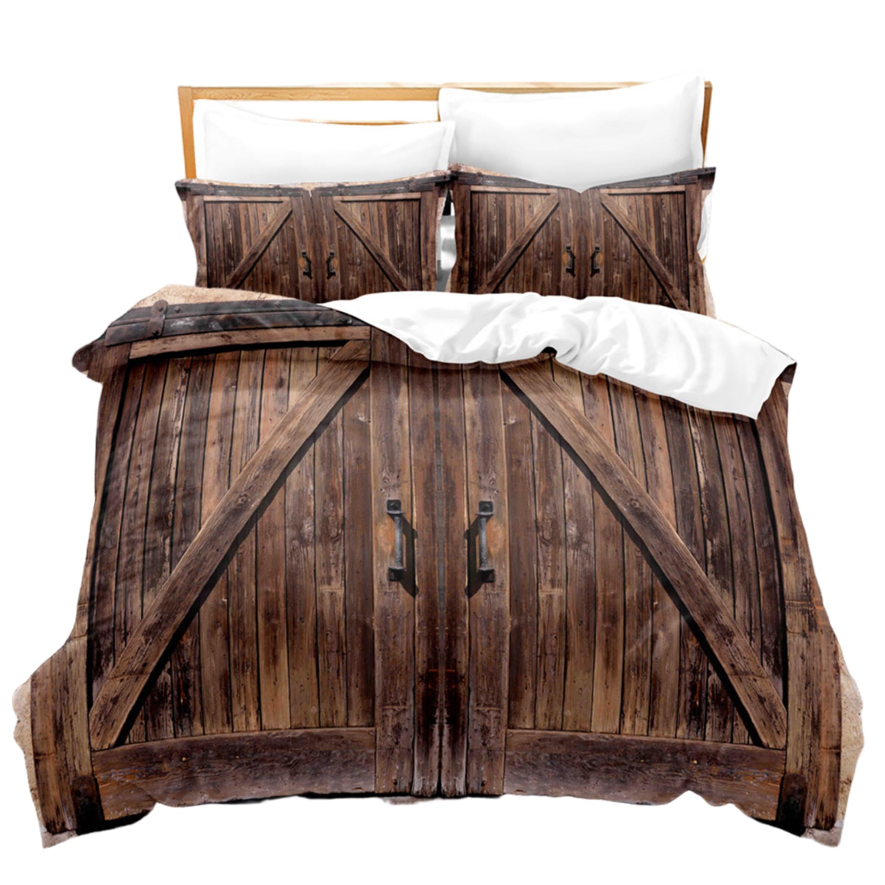 Parure de lit King Size anti courant d'air couette surdimensionnée rustique marron