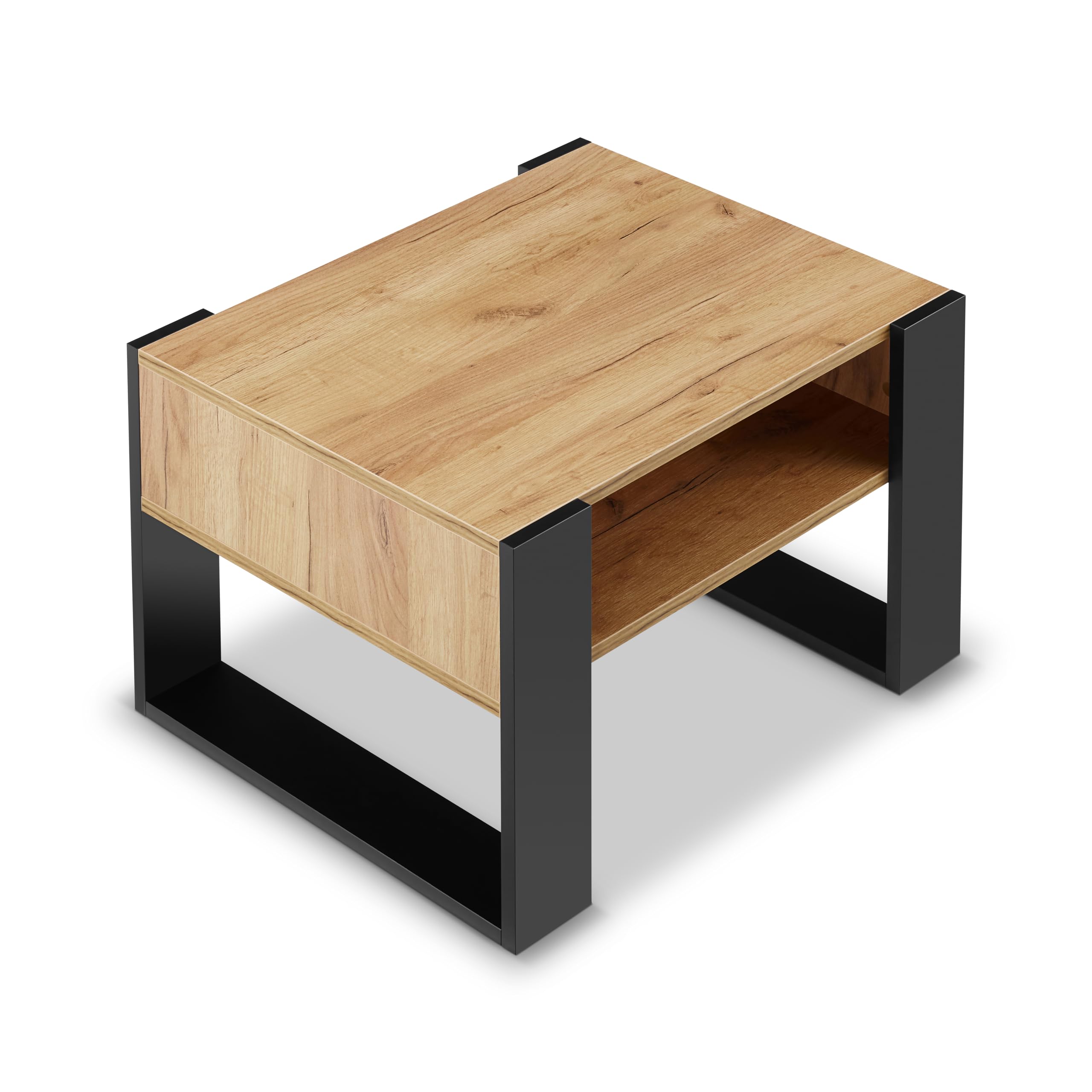 defiPad Wohnzimmertisch für Couch | Klein Couchtisch Schwarz Eiche mit Stauraum | Modern Tisch Wohnzimmer | Coffee Table | Kleiner Tisch | 65CM Breite Kaffeetisch | Stabil Stubentisch
