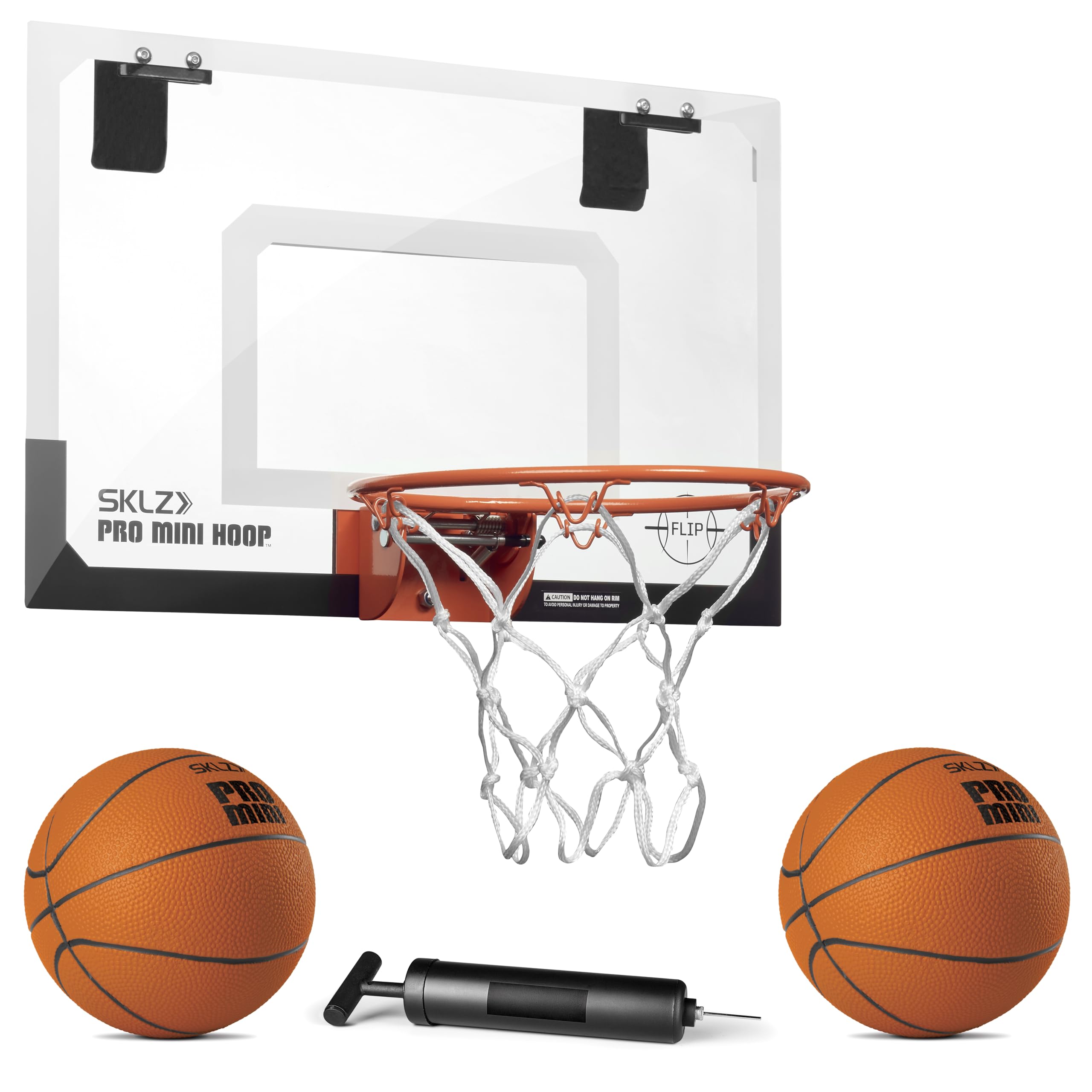SKLZ Pro Mini Indoor Basketball Hoop with Ball, Over the Door, Shatter-Proof Backboard, Spring-Action Break-Away Steel Rim, Great for Home, Dorm Room, and Office