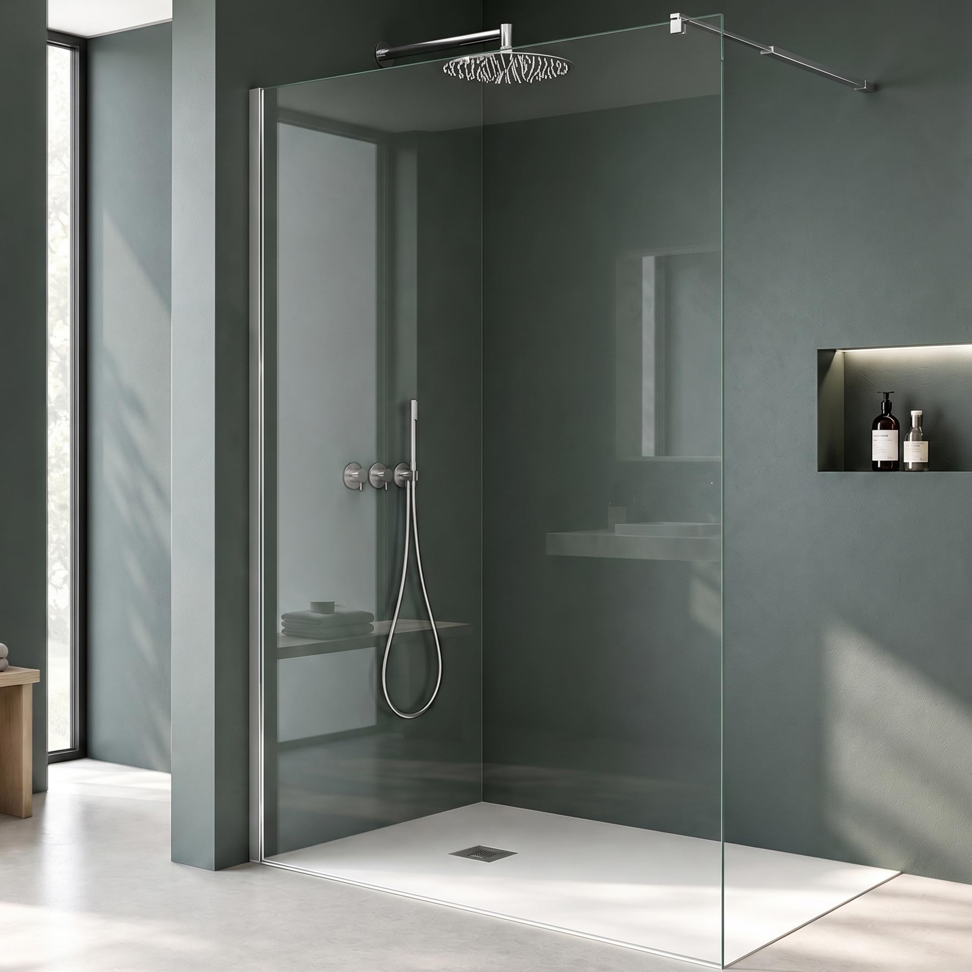 Mai & Mai Paroi de Douche Transparent Pare-douche avec Stabilisateur 120cm