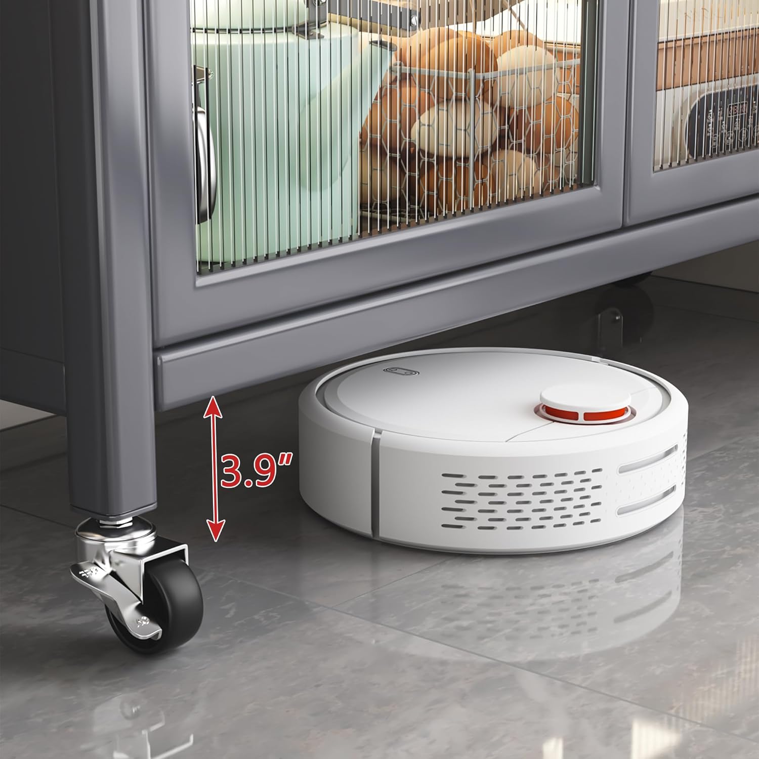 65“ Kitchen Pantry Cabinet with Glass Doors and Removable Wheels,Freestanding Food Pantry Cabinet with 4 Adjustable Shelves for Home Kitchen Dining Room Living Room (Black, Tall)