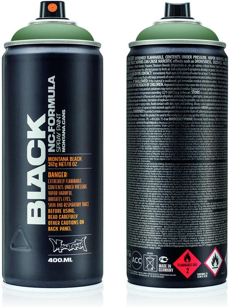 Montana Cans Montana BLACK 400ml Color, Infra Green Spray Paint : Tools & Home Improvement
