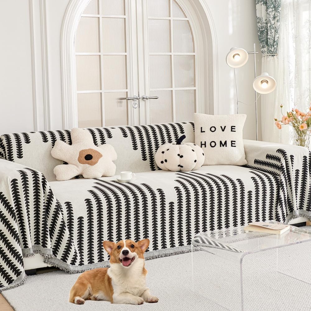 Chenier Sofa Cover Anti Dog and Anti Cat Scratch Sofa Cover Minimalist All Season Universal Towel Blanket Furniture Protective Cover Anti Slip Thick (Green, 71’’X165’’(Four Seats)), CC-001A