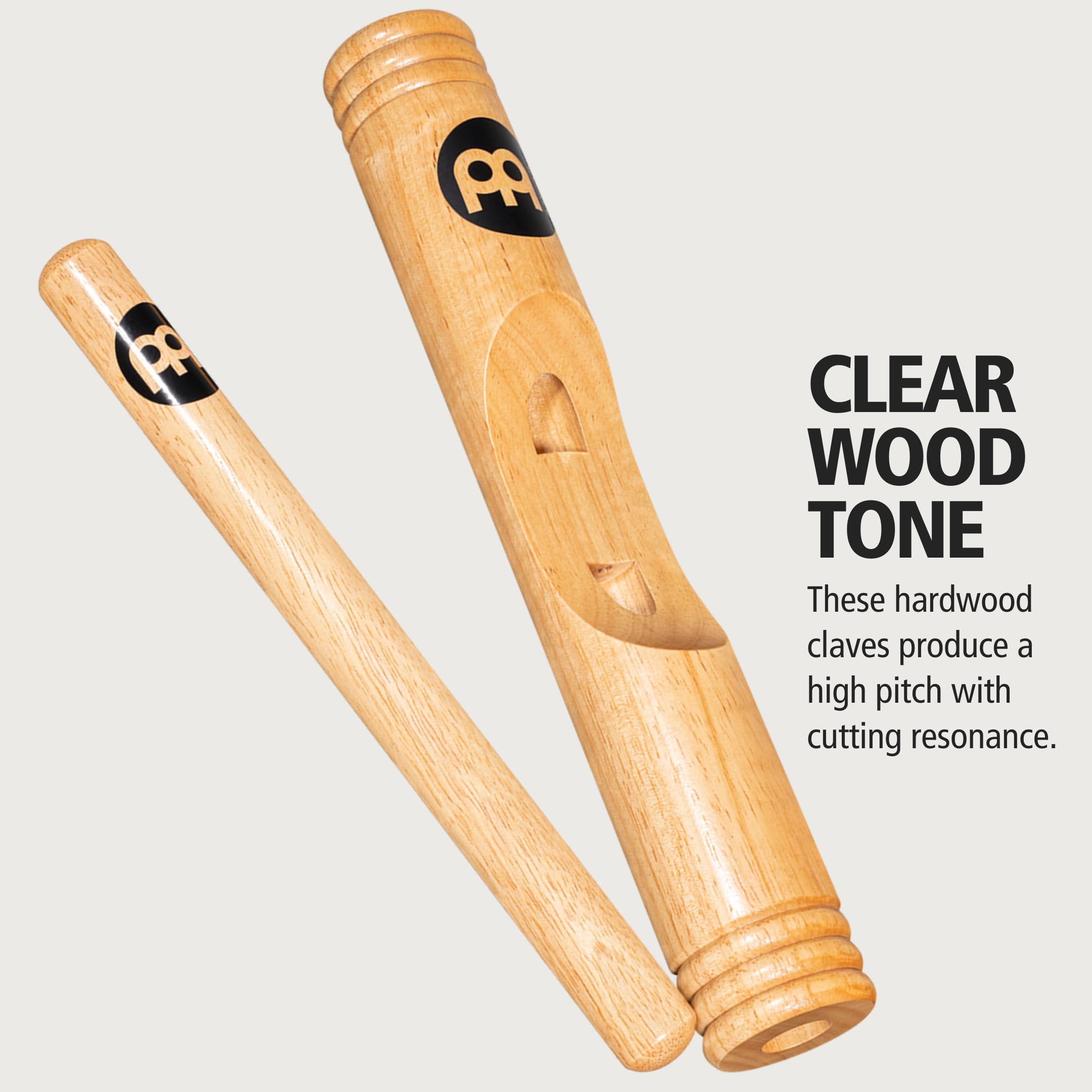 Meinl Percussion Wood Claves African - 1 Paar zylindrische Klanghölzer - Hohler Holzkorpus - Musikinstrument - Siam Eiche, Natur (CL3HW)