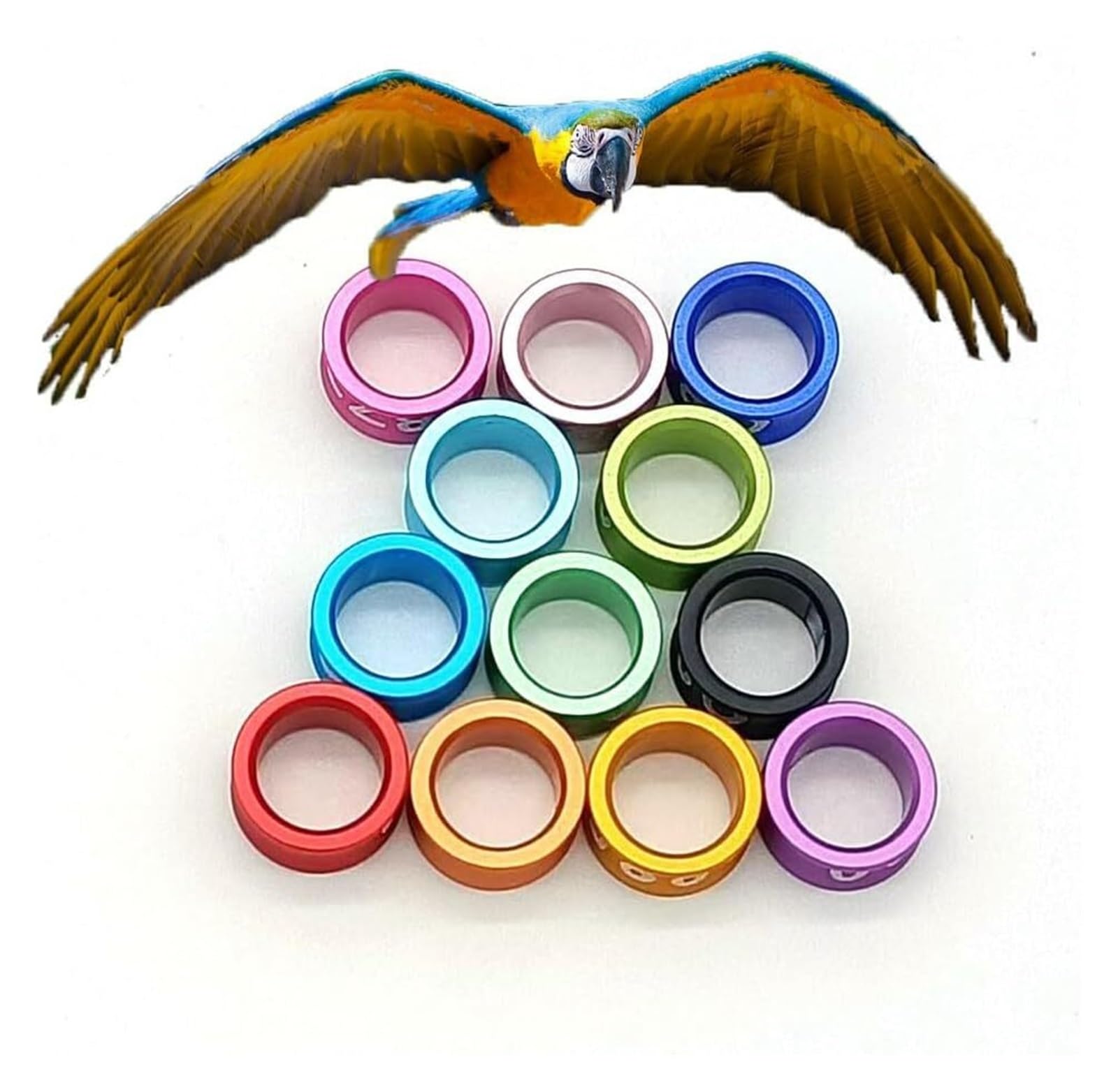 Identyfikacja za pomocą obrączek na nogi ptaków, Otwarte aluminiowe obrączki na łapy ptaków Multicolor 4,0-8,0mm 50/100/150/200 szt(Mixed Colors7.0mm,150pc)