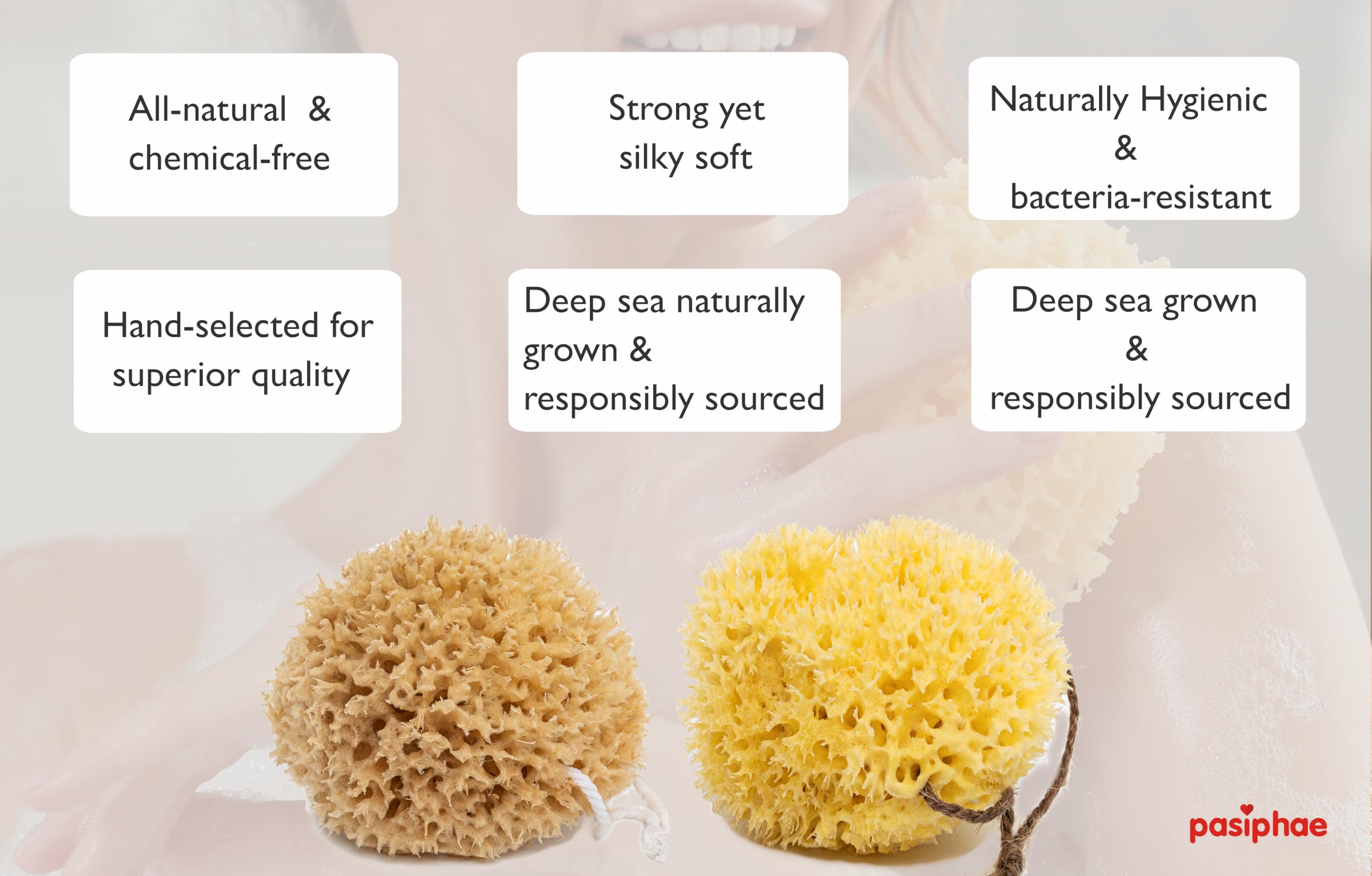 Lot de 4 éponges de mer intimes de relaxation 100 % naturelles non blanchies comme alternative naturelle au tampon doux – Réutilisables et durables (taille 5–7 cm)