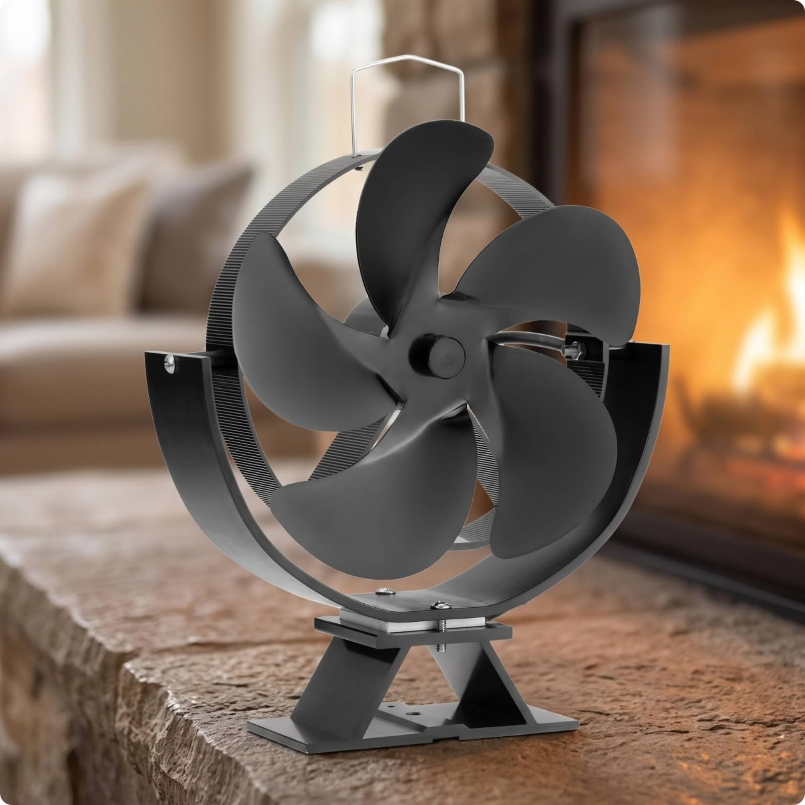 predolo Ventilador con Alimentación Térmica Silencioso Ventilador Autoalimentado Eficiente para Chimenea, Xz1310 7-Blade