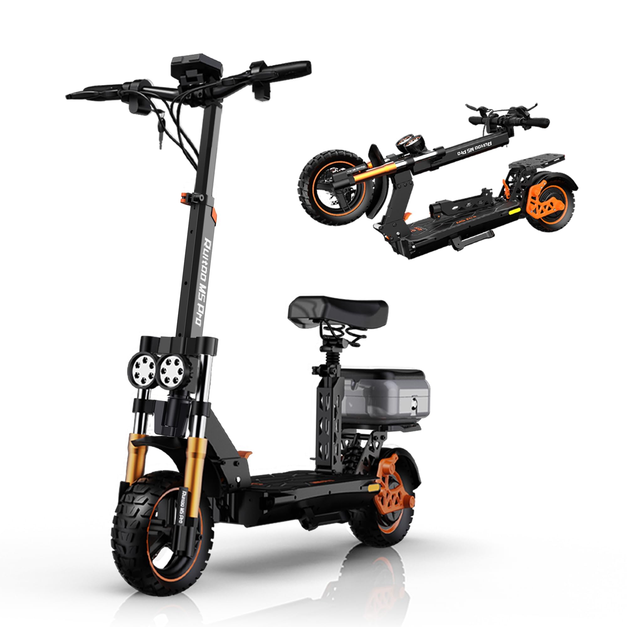 Ruitoo® Electric Scooter, 1000W/1600W/5600W Motor, Off Road Electric Scrooter Adults, 27/32/34/47Mph Top Speed, 28/35/44/50/53 Miles Max Range, Foldable E-Scooter Support Return