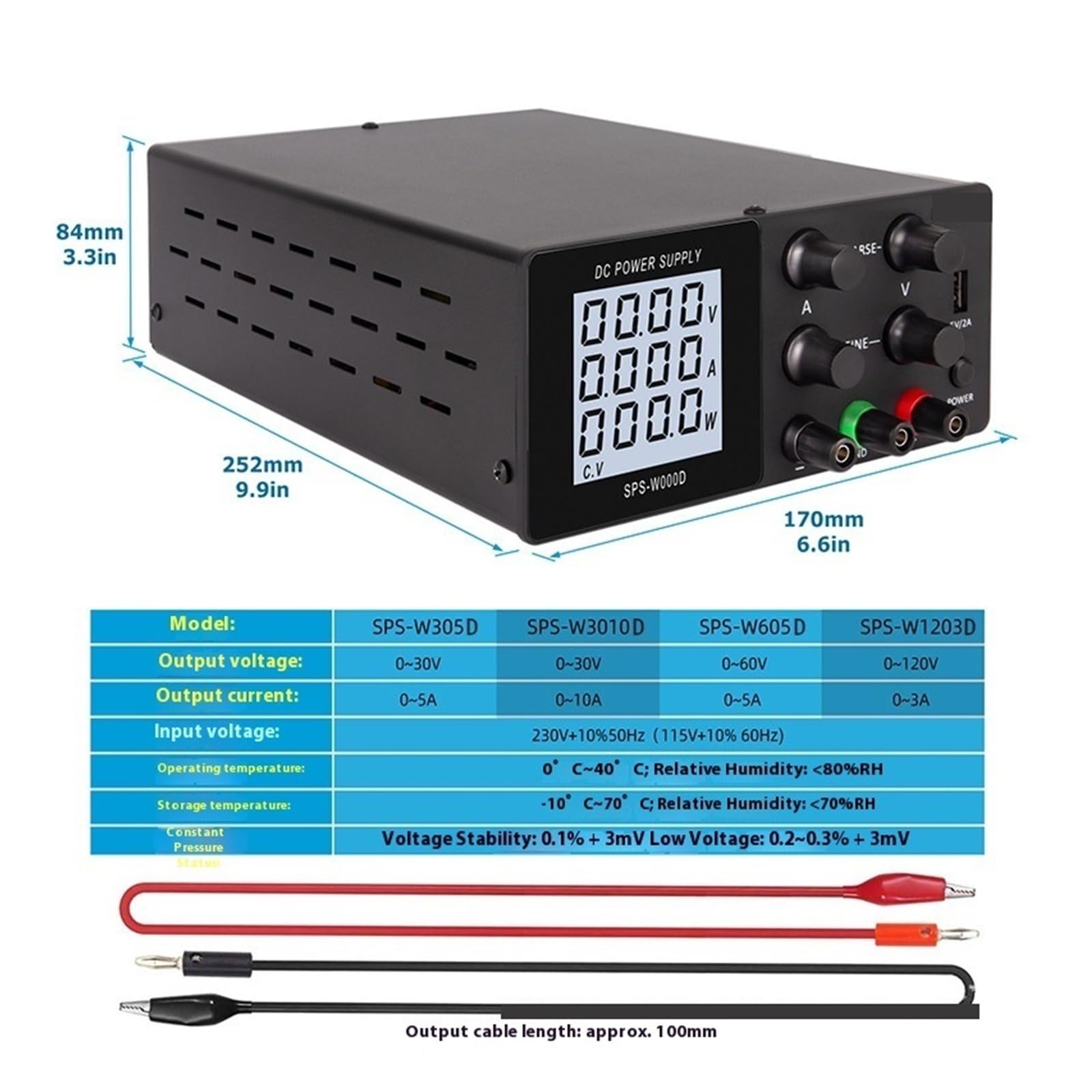 Schaltnetzteil, DC Labor Netzteil 30V 10A 5A 60V Einstellbare Spannung Regler Schalt Versand, für CCTV, LED-Lichtstreifen, Radio(Black,220V)