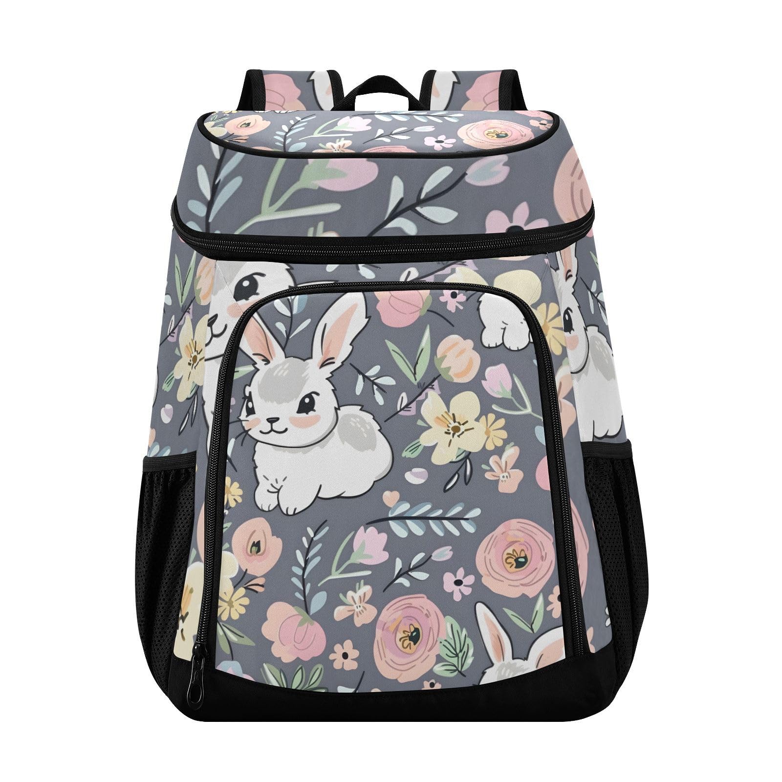 Cute Rabbits Flower Cartoon Cooler Backpack Cooler Insulated Leak Proof Lunch Backpack 36 Cans Waterproof Soft for Men Women Picnic Hiking Camping Beach