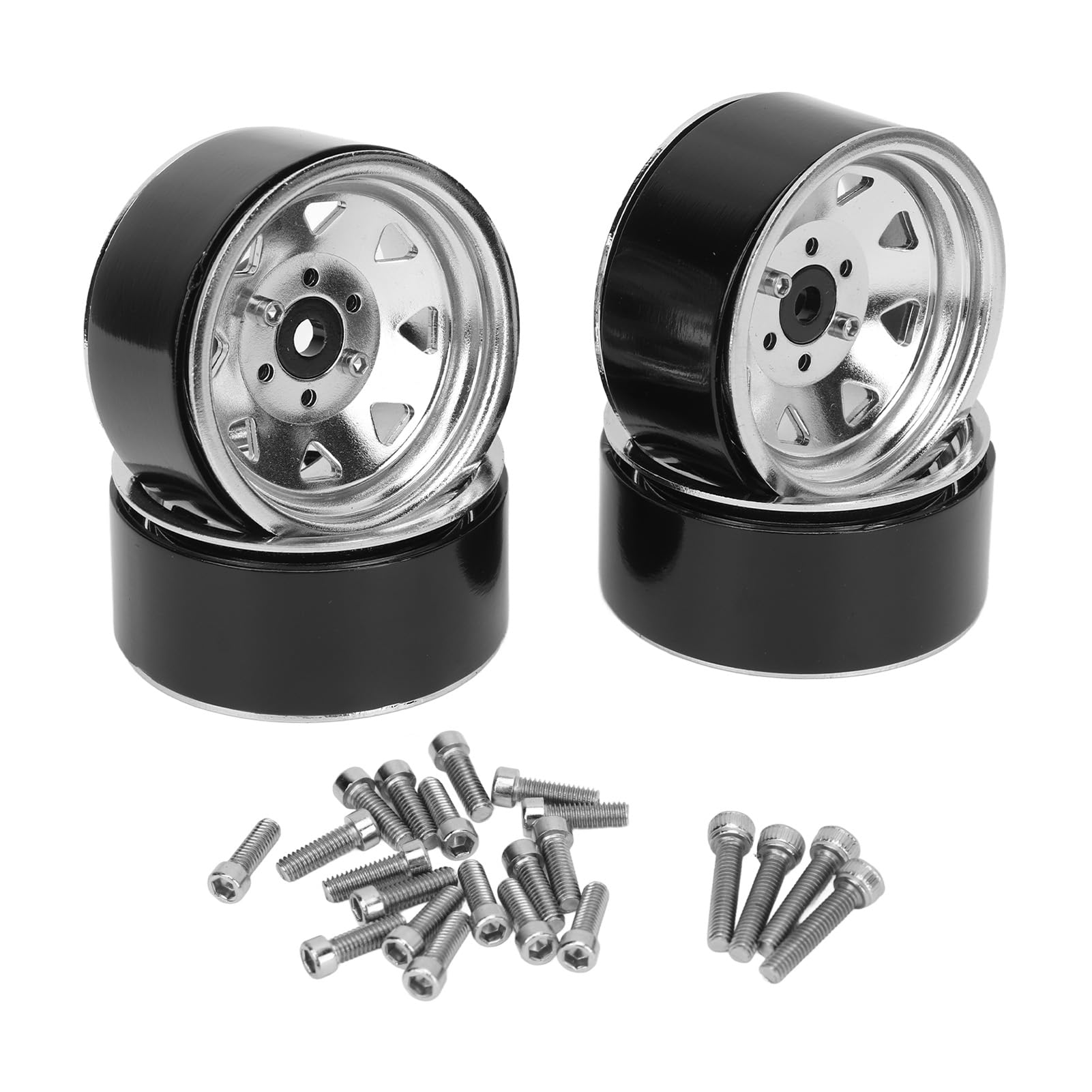 1,9-calowe felgi RC Uniwersalne dopasowanie Mocne wsparcie 8-ramienne felgi do kół Axial SCX10 SCX10 II SCX10 III Wysoka trwałość Konstrukcja ze stali stopowej cynku Zwiększona (Srebrny)