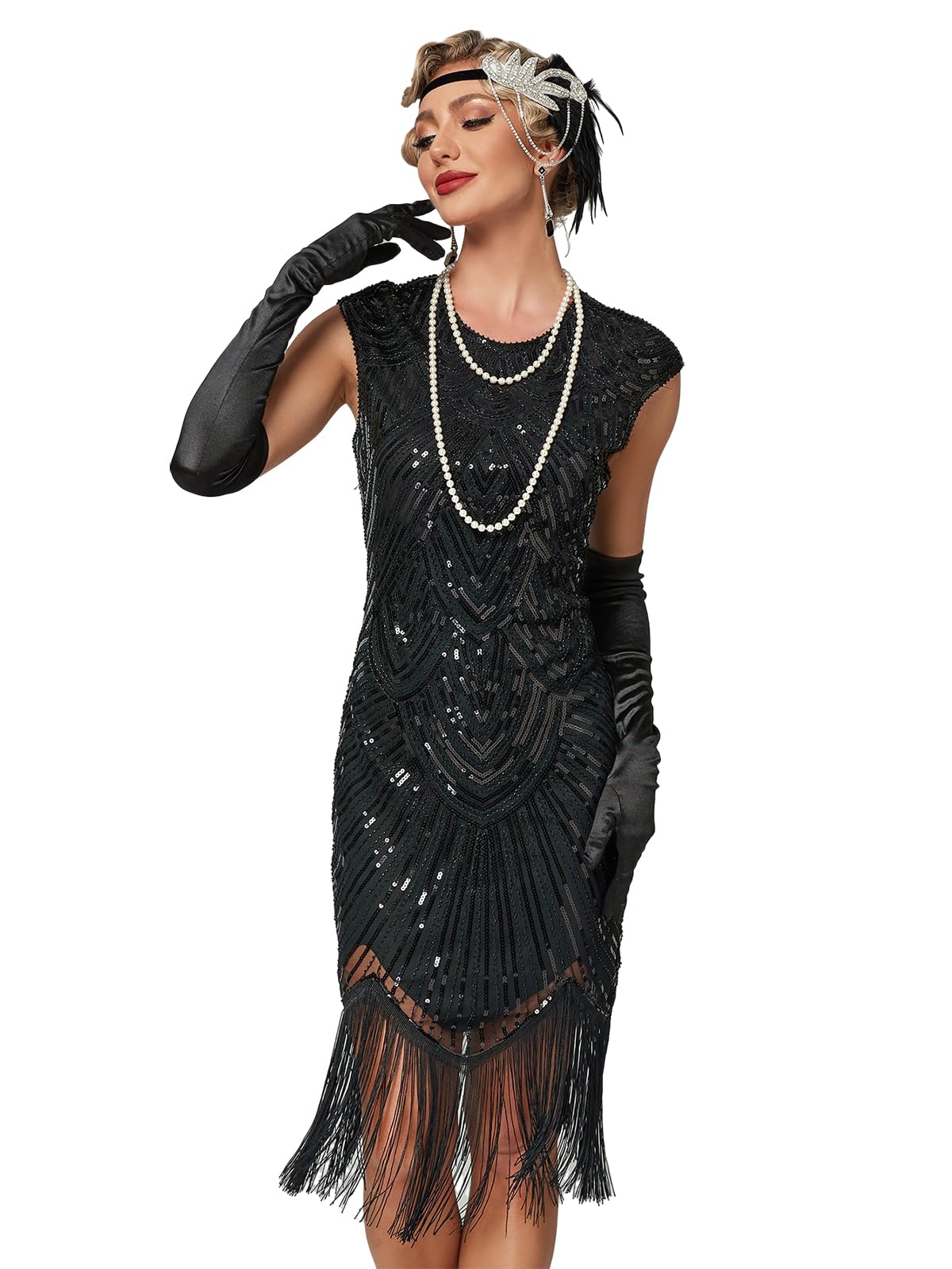 Viloree 1920s Vestido Anna Flapper Gran Gatsby Fiesta Vintage Retro Cóctel