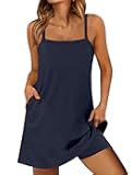 Women Summer Dress 2025 Beach Vacation Outfits Tennis Athletic Workout Romper Dress Built in Shorts Travel Clothes