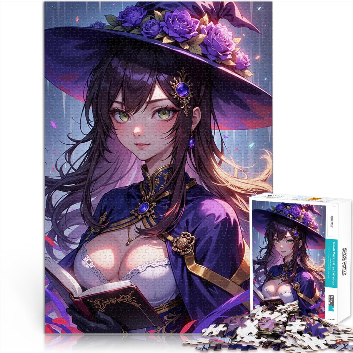 Puzzle de 2000 Piezas para Adultos Bruja de Anime con Libro Juguetes de Juego para Regalo Familiar Grandes Regalos y Juguetes 70x100cm