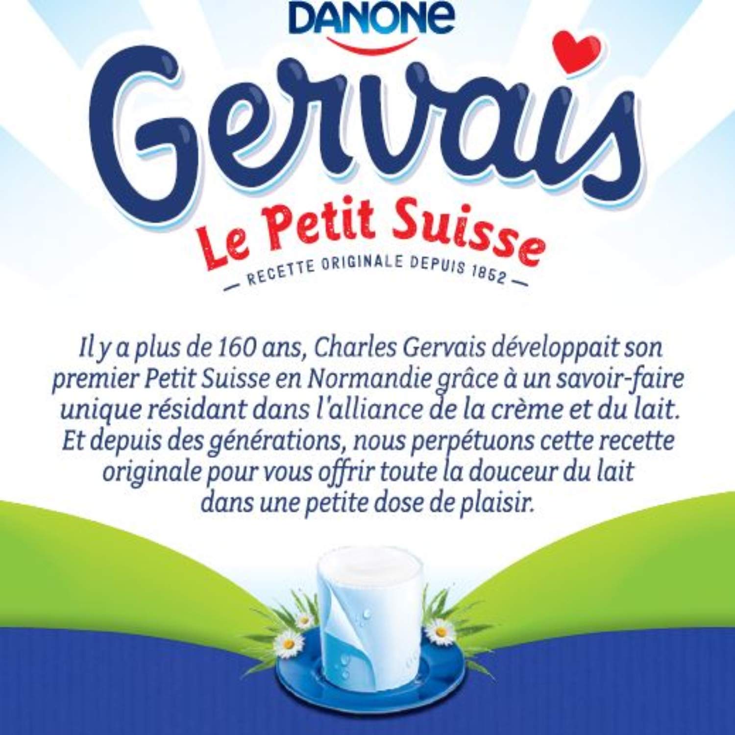Danone Gervais Le Petit Suisse Nature Yaourt, 12 x 60g