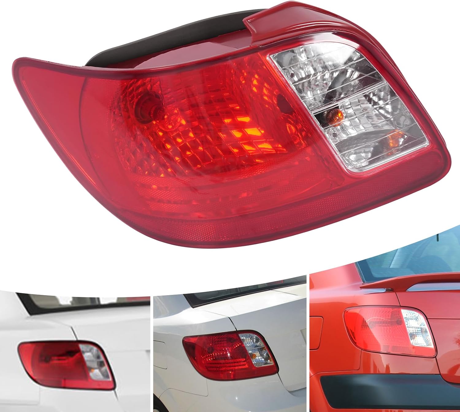 Halogen Taillights Assembly for Kia Rio 2006-2011 Left Driver Side Outer Rear Brake Tail Lamps Assembly KI2800128 924011G000 (Left Driver Side)