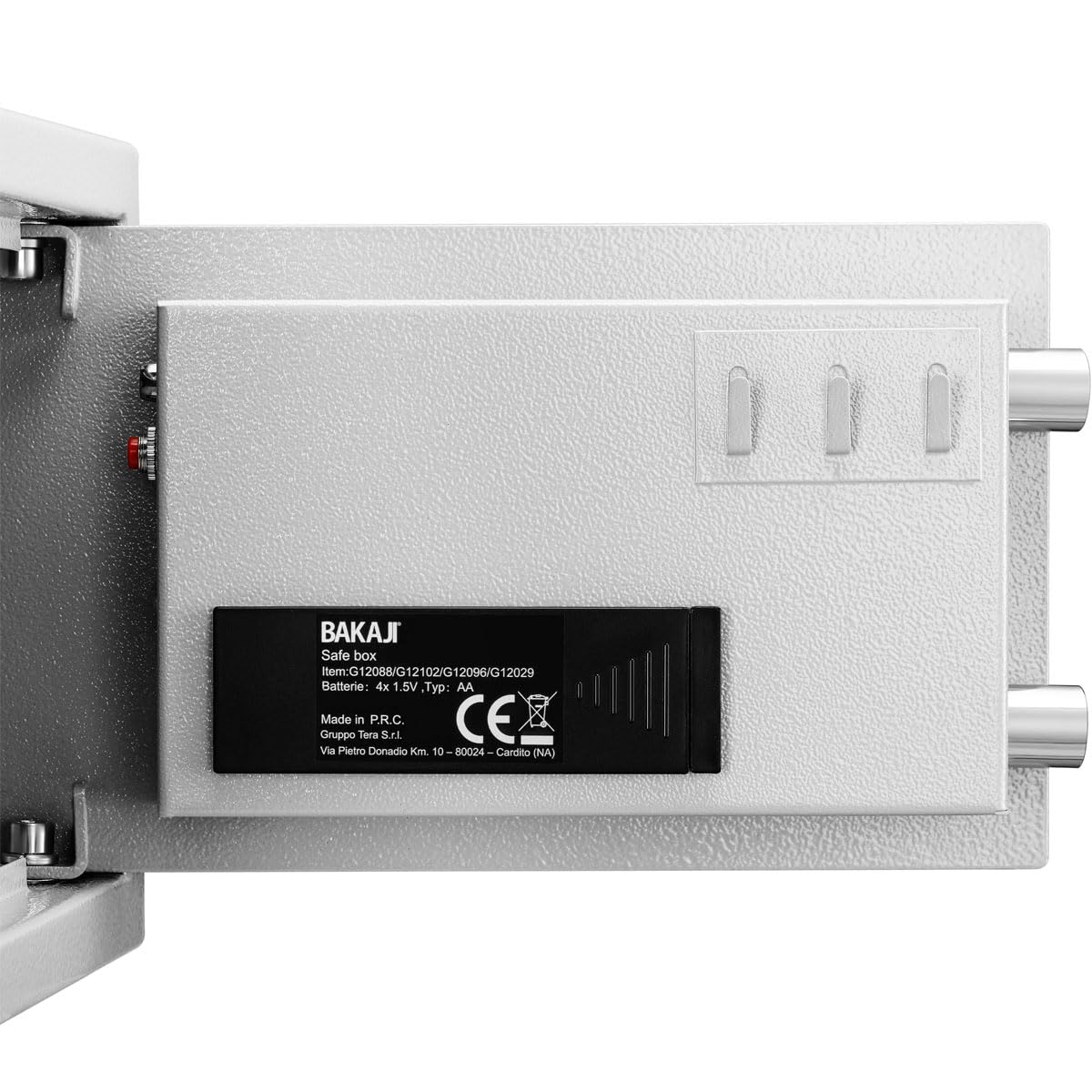 BAKAJI Coffre-fort électronique de sécurité avec boîte de batterie externe, boîte à valeurs et documents anti-effraction pour maison, hôtel, installation murale ou indépendante, 31 x 20 x 20 cm (gris)
