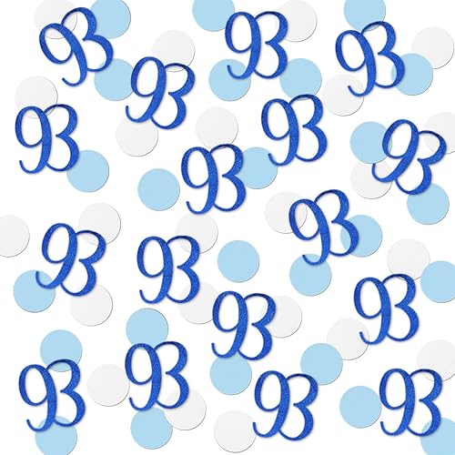 Confeti azul con purpurina 93, confeti número 93, 200 piezas de decoración de mesa de fiesta de aniversario