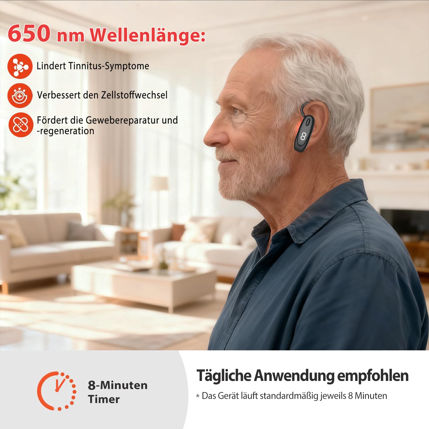 Tinnitus Infrarot Ohrstöpsel – Infrarot Kopfhörer Tinnitus mit 650 nm Wellenlänge verbessern die Mikrozirkulation, Lichttherapie Ohr unterstützt die Tinnitus-Linderung, geeignet für Ohren (Schwarz)