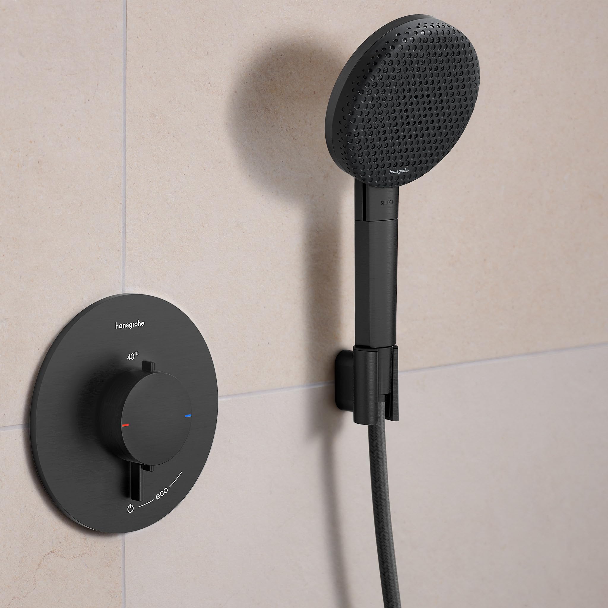 hansgrohe Porter Fine - Shower Head Holder, Shower Holder for Shower Hoses with conical nut Brushed Black Chrome, 28885340 - Image 4