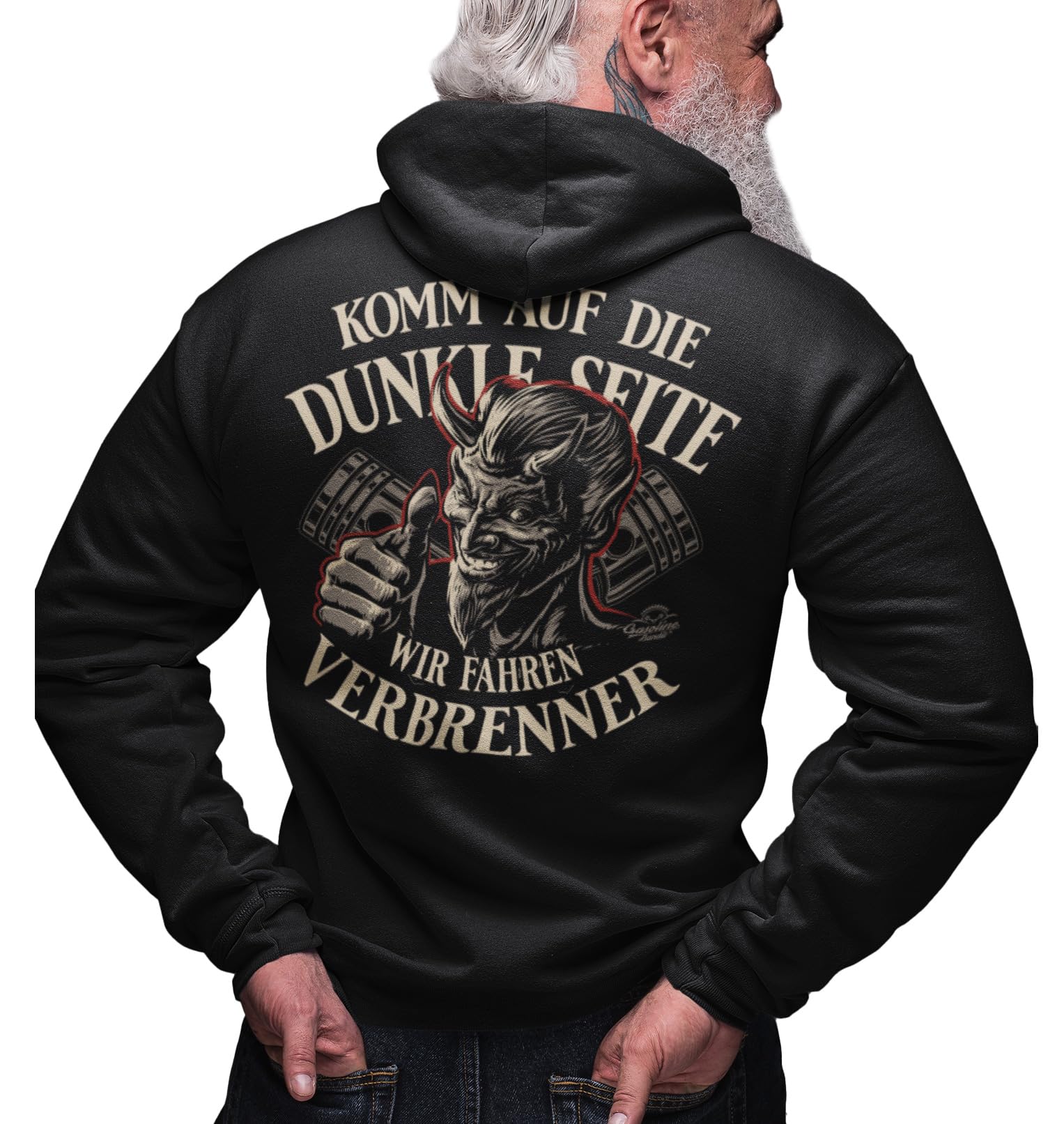 Gasoline Bandit Herren Kapuzen-Jacke Zip Hoodie für US-Cars Classic Auto Oldtimer Fans - Komm auf die dunkle Seite- Wir Fahren Verbrenner