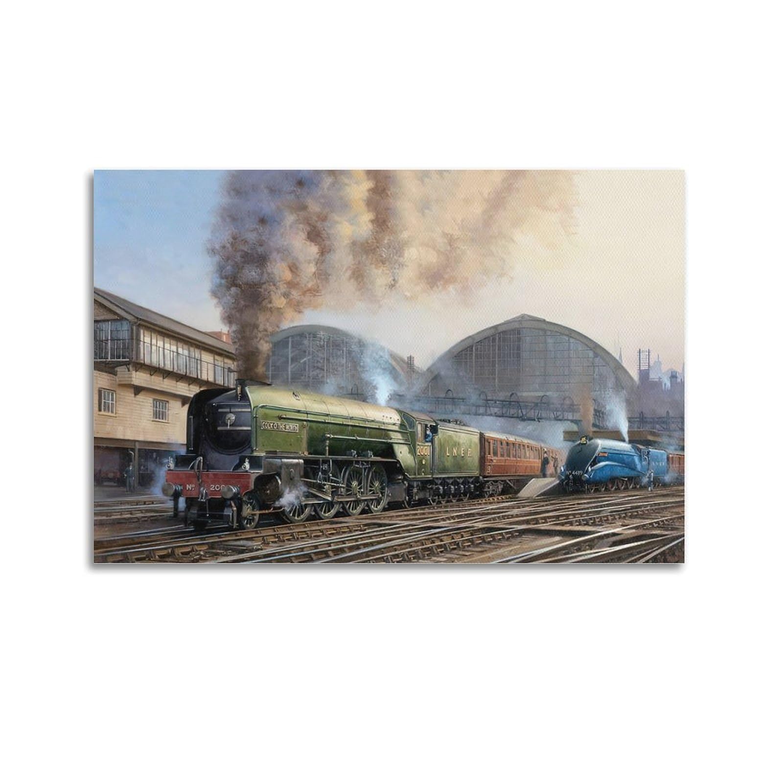 ZSZWHJ Vintage Transport Art Poster Steam Train Railway Poster Decorative Painting Canvas Wall Posters And Art Picture Print Modern Family Bedroom Decor Posters 20x30inch(50x75cm)