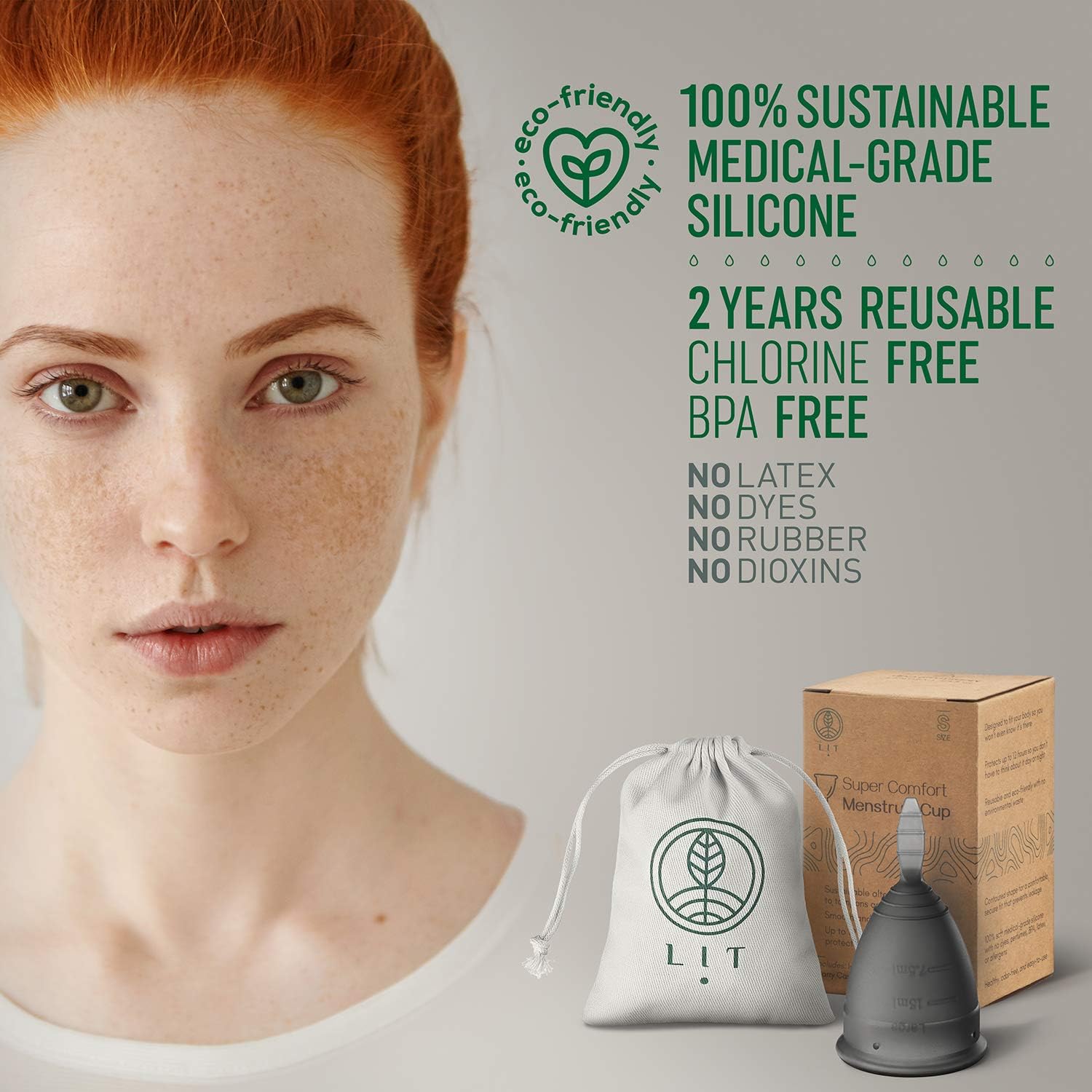 LIT Menstrual Cup - Reusable Period Cup – A Softer Menstruation Cup Made for Easier Periods, Tampon and Pad Alternative, No leaks – One Pack Size Small 33 ml – Zero Waste : Health & Household