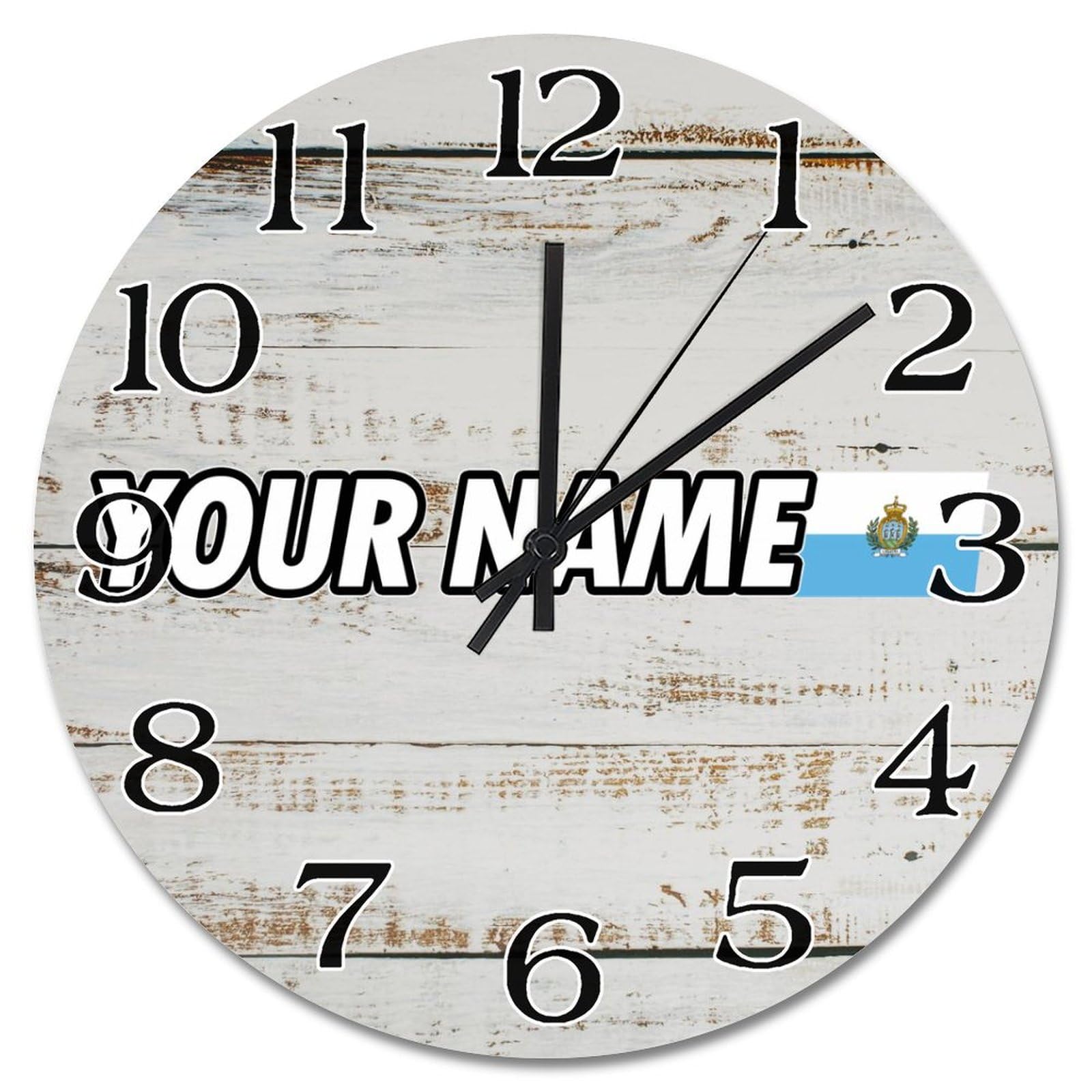 Horloge murale silencieuse et personnalisable drapeau de Saint-Marin