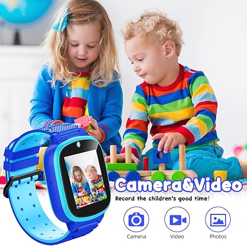 Miniatura 3 de Reloj de regalo para niños de 8 a 10 años, relojes inteligentes, pantalla táctil HD con 20 juegos de rompecabezas, cámara, video, calculadora de