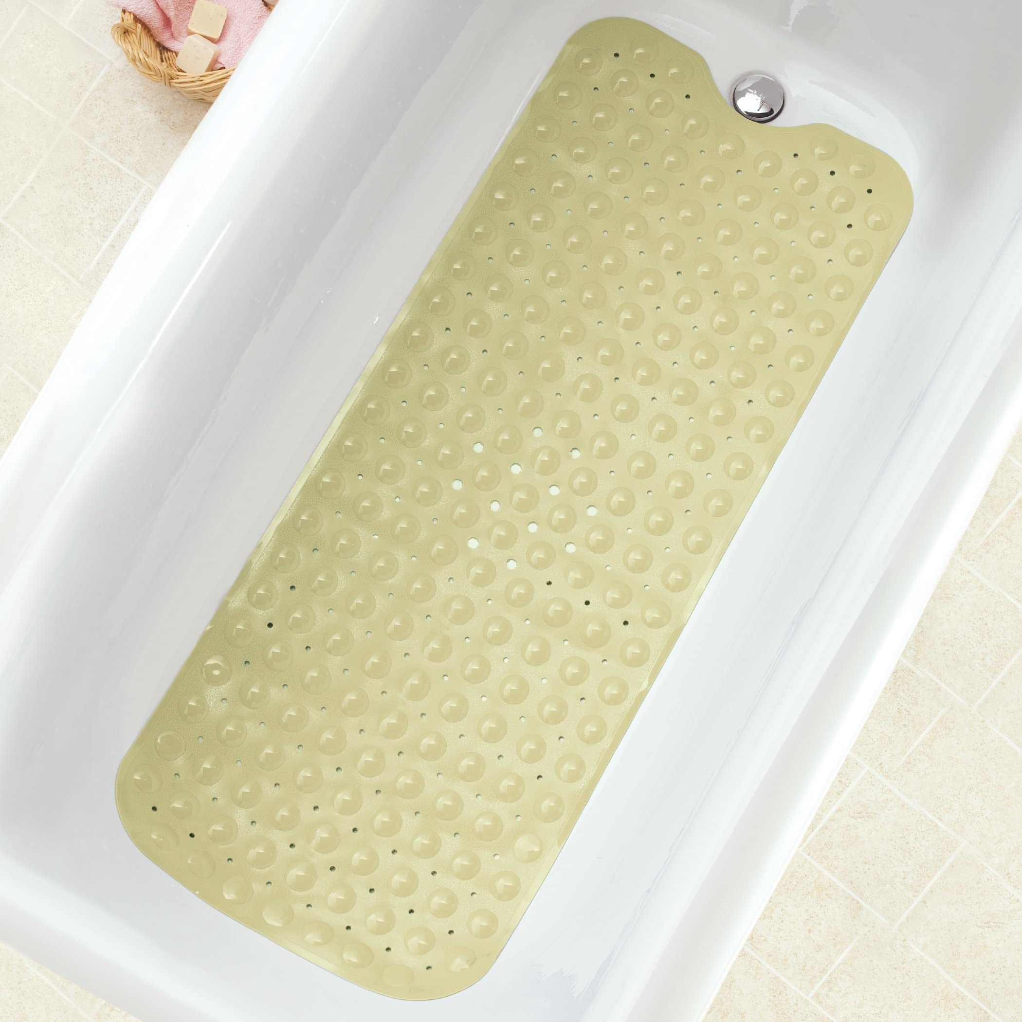 Collections Etc Extra Long Cushioned Bathtub Mat Almond 40