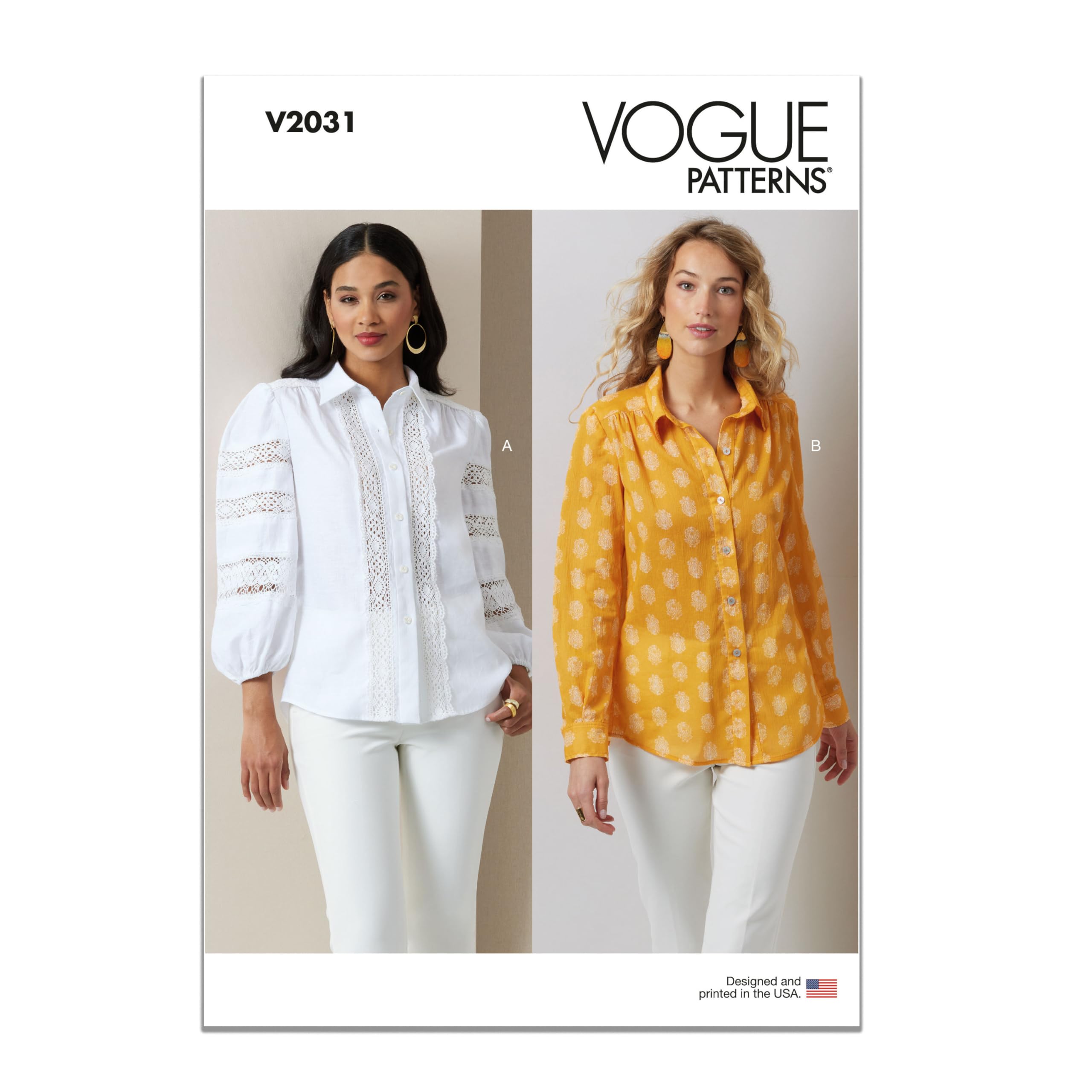 Patrons de chemisiers pour femme Vogue V2031H5 pochette de patrons de couture hauts mode