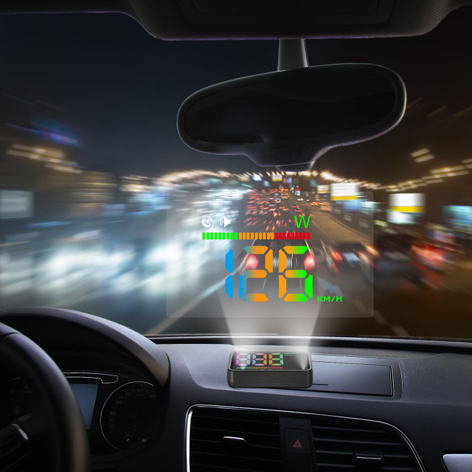 jojofuny Pantalla Hud para Coche, Hud para Coche, Abs Negro, Velocímetro Digital Visualización de Velocidad en Real, Instalación Fácil, para Interior