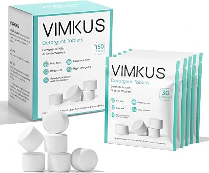 150Pcs Plant-Based Detergent Tablets for Bottle Washer Baby-Safe, Residue-Free Cleaning for Baby Brezza,GROWNSY,Momcozy and Papablic Bottle Washer