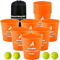 Vista 8 de Yard Pong Outdoor Games, Giant Yard Games Set with 12 Buckets and Balls for Adults and Family, Toss Game Throwing Games for Beach, Camping, Lawn and