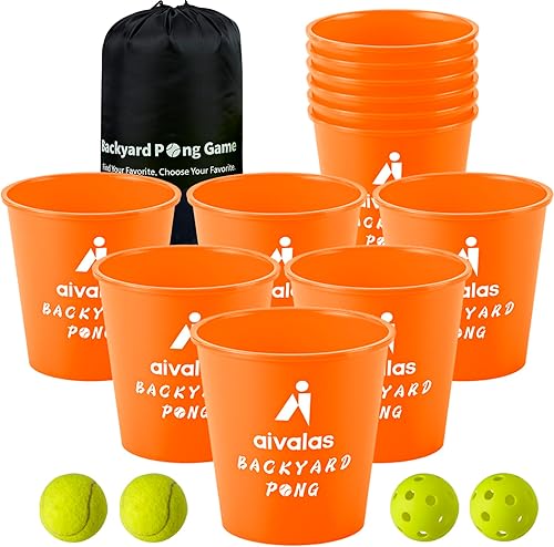 Miniatura 6 de Yard Pong Outdoor Games, Giant Yard Games Set with 12 Buckets and Balls for Adults and Family, Toss Game Throwing Games for Beach, Camping, Lawn and