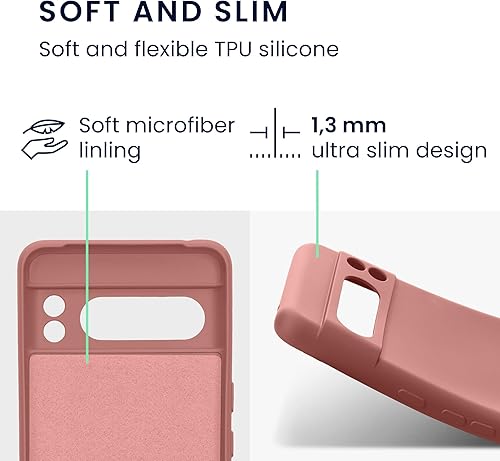 Miniatura 6 de kwmobile Funda compatible con Google Pixel 8 Pro - Funda protectora delgada de TPU con acabado mate suave - Rosa de invierno