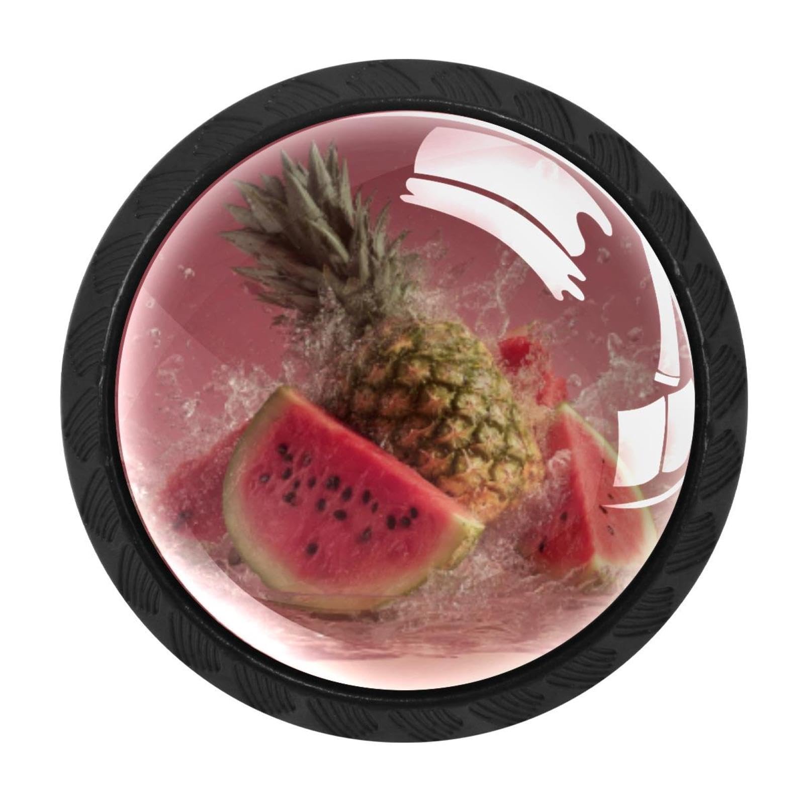 CHENZZZZ 4 Pack Round Cabinet Knobs for Kitchen Bathroom Closet Dresser Cabinets, Summer Fruit Watermelon Pineapple (3)