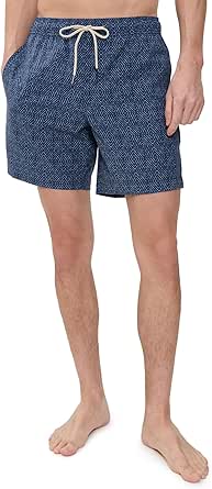 Fair Harbor The Bayberry Trunk –– Men's Swim Suits With Liner, 7-inch Inseam –– Anti-Chafe Classic Fit Swim Trunks, Blue Waves, S - View #3