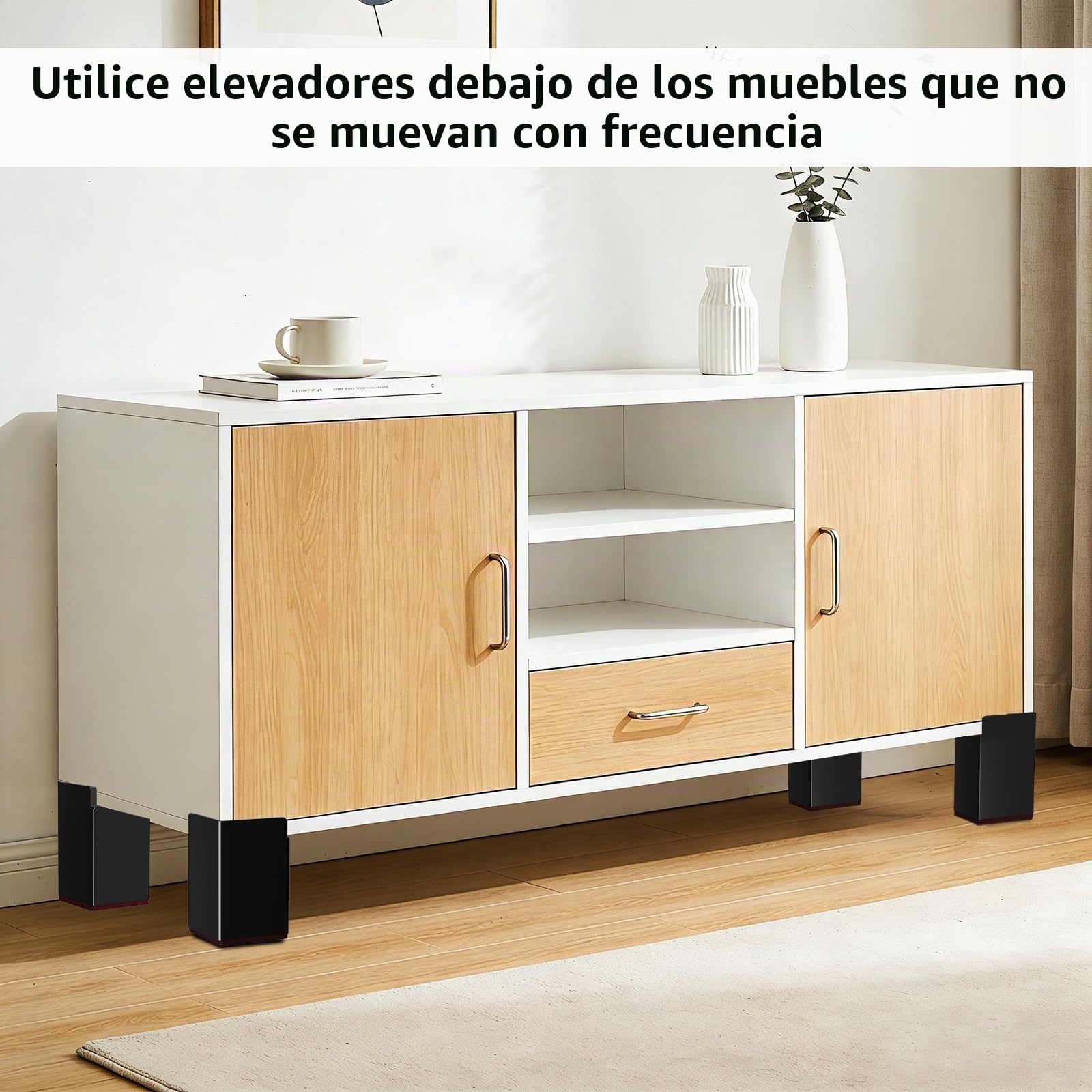 Elevador de muebles de 4 pulgadas, 10 cm, de acero al carbono, autoadhesivo, elevador de muebles, altura de mesa, elevador de silla, 8 cm de diámetro, cada pie de elefante rodamiento 2500 PFD
