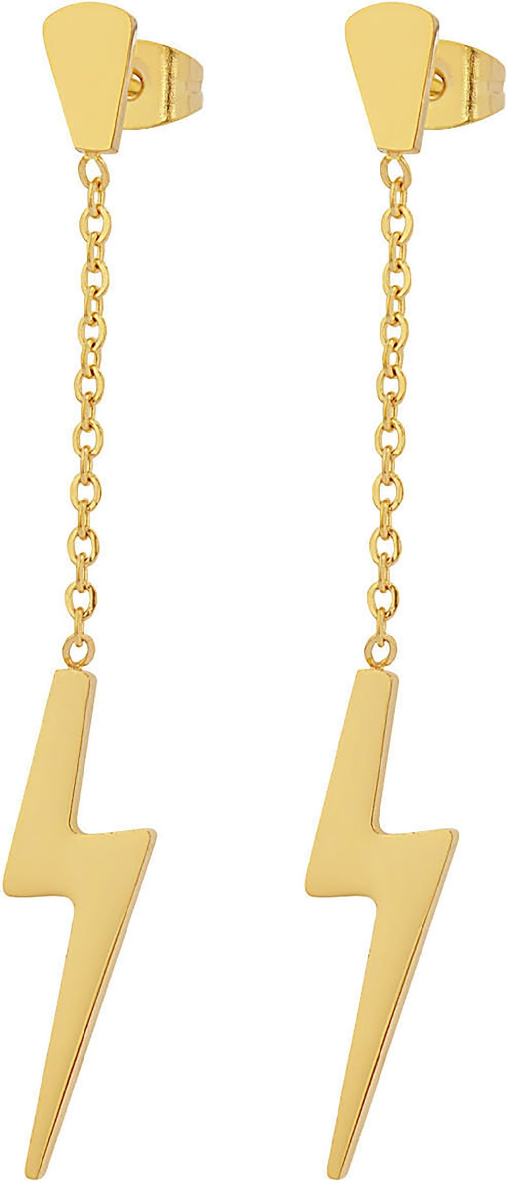 Edforce Stainless SteelWomen's Lightning Bolt Dangle Earrings, 60mm/2.4in