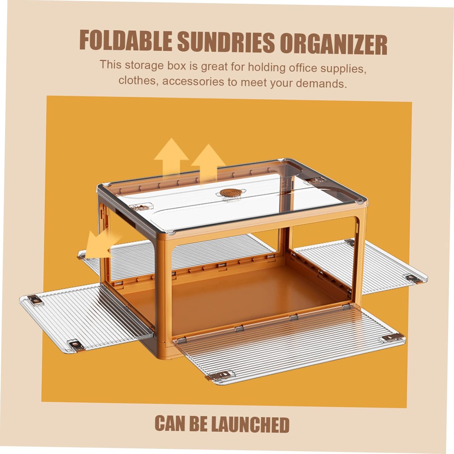 Cabilock Portable Foldable Storage Box with Lid Stackable Transparent Organizer with Wheels Space Saving PP Container for Bedroom Books Sundries Easy Access and Moving