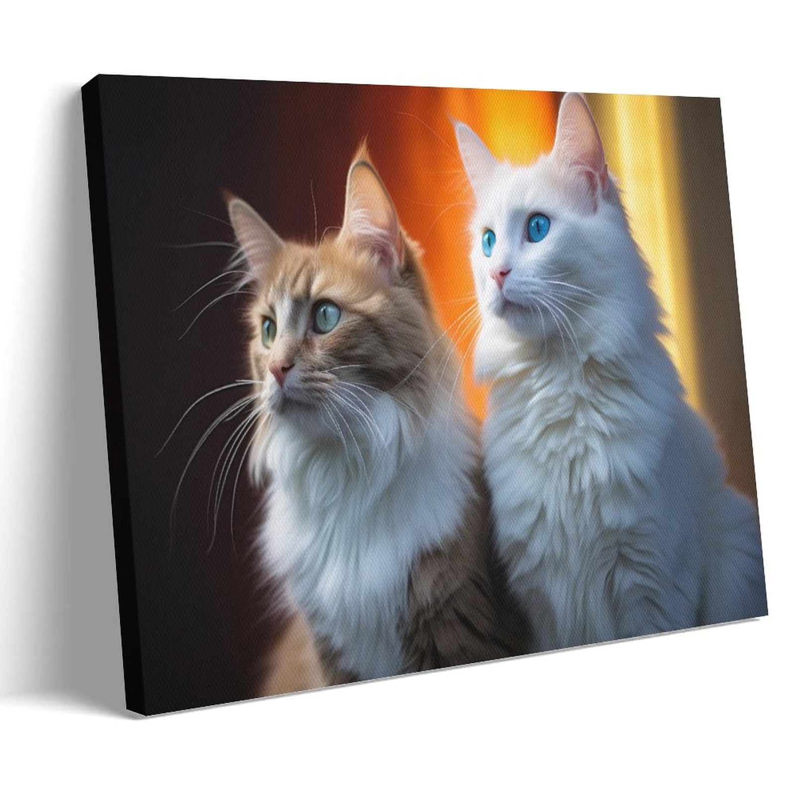 AYAROS Cool Animal Cat Wall Art for Living Room Modern Warm Cute Kitten Paintings on Canvas Wall Art Poster for Home Decorations Wall Decor Framed 08x12 inch