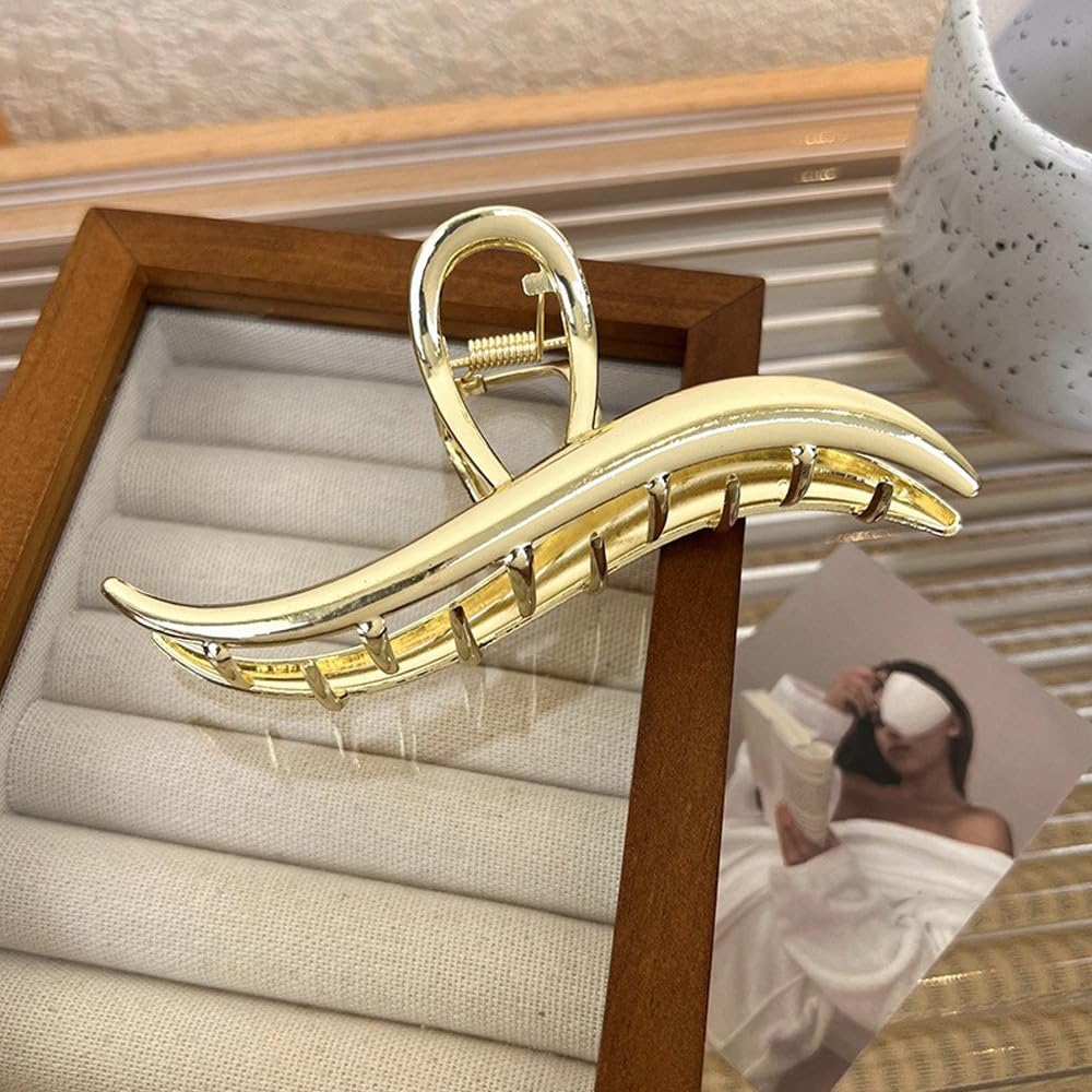 1Pcs Gold Hair Clips Dolphin Waves Hair Claw Clips for Thick/Thin Hair Metal Hair Jaw Barrettes French Y2k Hair Clamp Clips Elegant Hair Accessories for Women Hair Ornament Lovers Birthday Wedding - Image 3