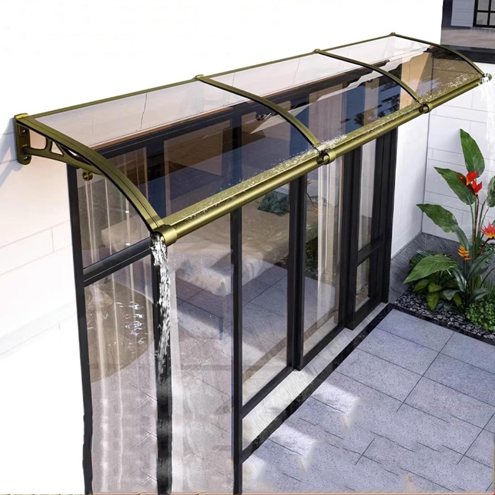 Auvent de fenêtre de patio en polycarbonate résistant avec drainage