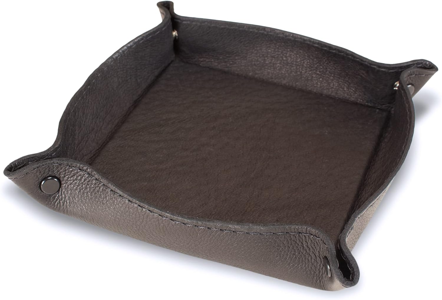 Yoder Leather Company Handmade Genuine Leather Valet Tray – Collapsible Dice Tray for RPG Games, Tabletop, Coins, Keys and Accessories (Black)