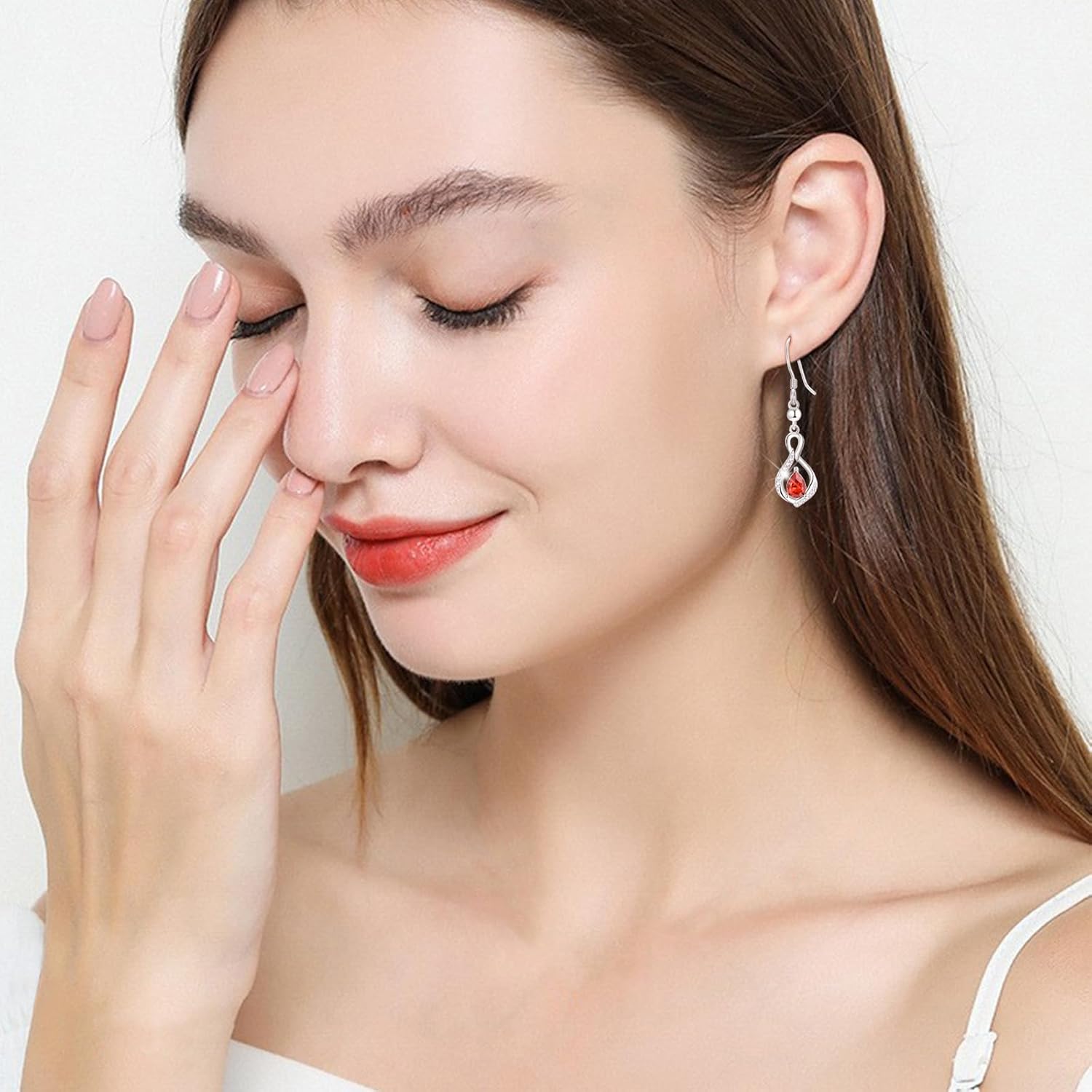 AENEAS Infinity Birthstone Earrings for Women 925 Sterling Silver Infinity Dangle Drop Dangly Jewelry Mother's Day Gifts for Mom Women Wife