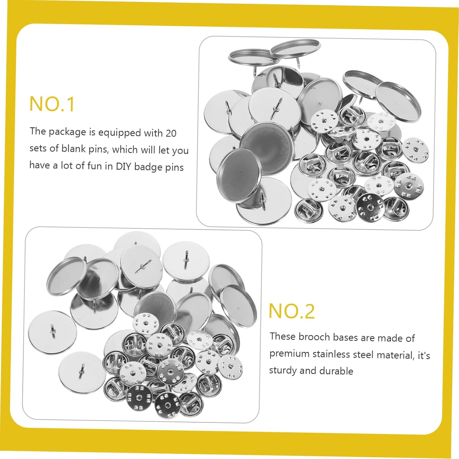80sets Brooch Bases Brooch Pin Backs for Crafting Jewelry for Custom Badge Making Approx Inner