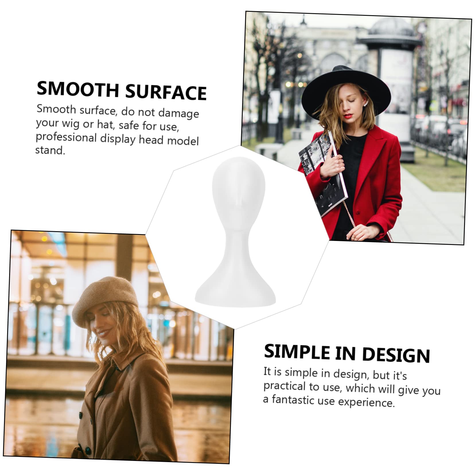 Ipetboom Mannequin Head Display Model for Hats Scarves Wigs Lightweight Durable Stand for Hair Styling Adornment and Makeup Practice Female Head Form