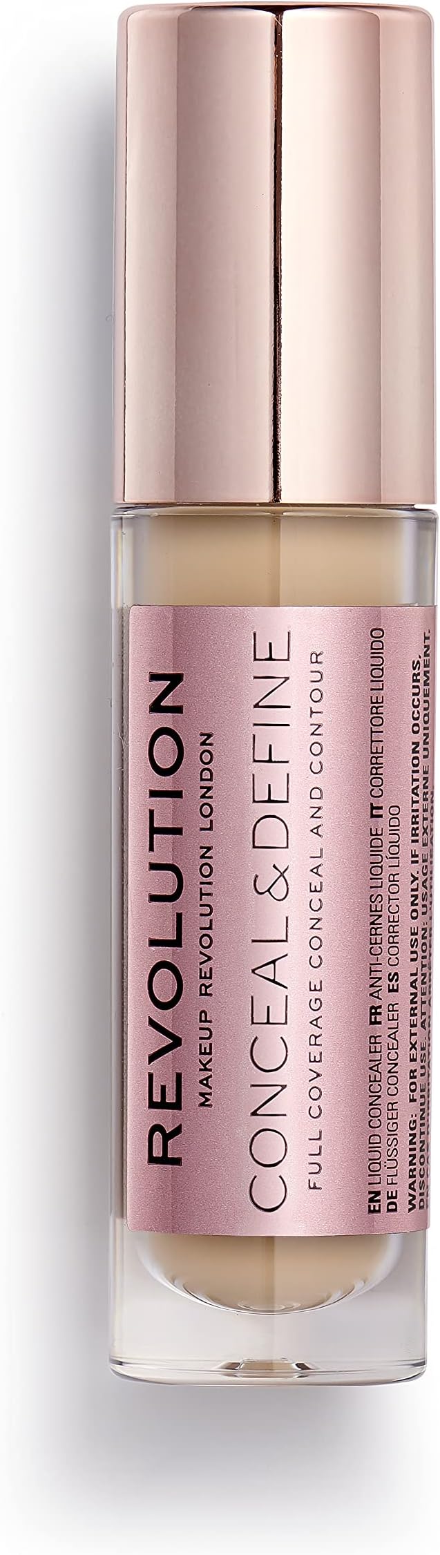 Revolution, Conceal & Define Concealer, Full Coverage & Lightweight, Long-Lasting Matte Finish, Vegan & Cruelty Free, C7 Medium or Tan Skin Tones, 0.14 oz