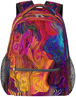 Mochilas para adolescentes meninas meninos mochila de viagem abstrata para mulheres homens, bolsas de livros com impressão colorida, mochilas universitárias para escola, trabalho, laptop, mochila resistente à água para caminhadas, Multicor, Medium